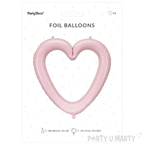 balon foliowy serce ramka rozowy jasny partydeco