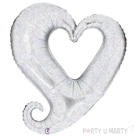balon foliowy serce splatane srebrny betaliic 37 shp