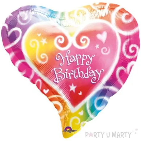 balon foliowy serce teczowe happy birthday amscan 18 hrt