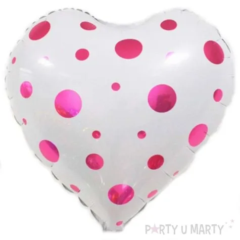 balon foliowy serce w kropki bialy oem 18 hrt