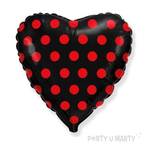balon foliowy serce w kropki czarny flexmetal 18 hrt