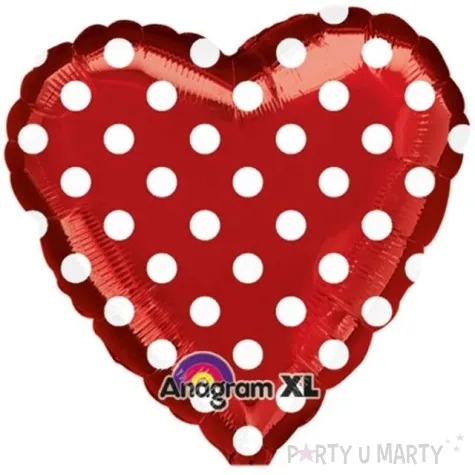 balon foliowy serce w kropki czerwony amscan 18 hrt
