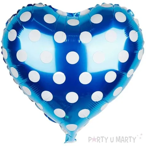 balon foliowy serce w kropki niebieskie jix 18 hrt