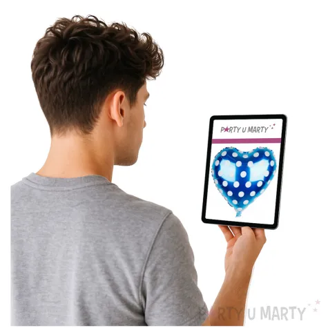 balon foliowy serce w kropki niebieskie jix 18 hrt