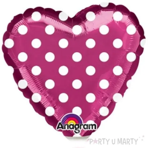 balon foliowy serce w kropki rozowy amscan 9 hrt
