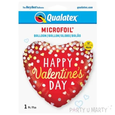 balon foliowy serce z konfetti czerwony qualatex 18 hrt