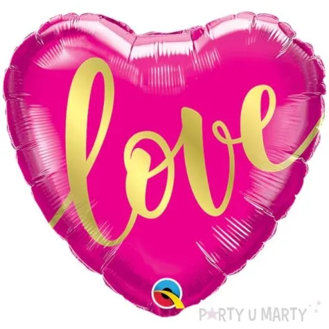 balon foliowy serce z love rozowy qualatex 18 hrt