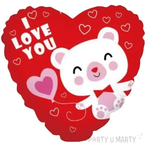 balon foliowy serce z misiem i love you czerwony jix 18 hrt