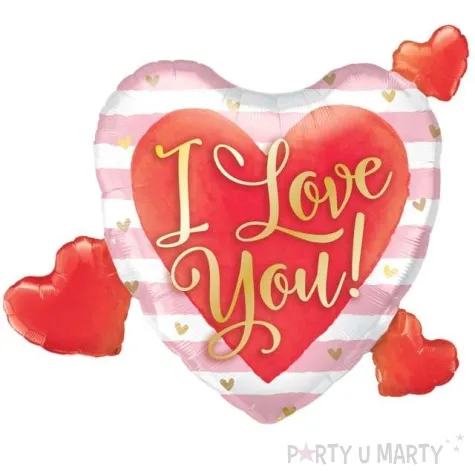 balon foliowy serce z trzema sercami czerwony qualatex 37 shp