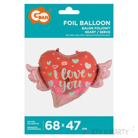 balon foliowy serce ze skrzydlami godan 26 hrt