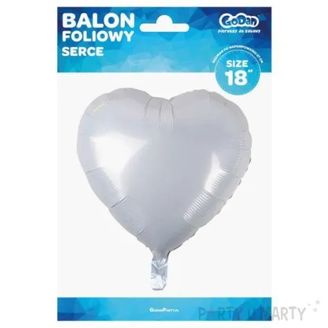 balon foliowy serduszko bialy metalik godan 18 hrt