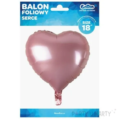 balon foliowy serduszko rozowy jasny metalik godan 18 hrt