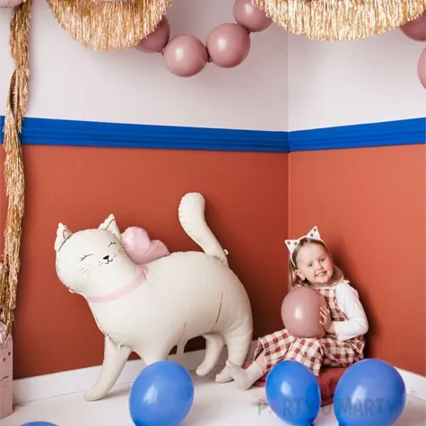 balon foliowy slodki kotek z sercem kremowy partydeco 33 shp