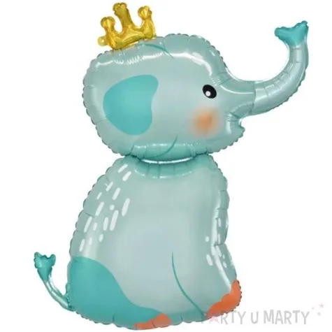 balon foliowy slonik z korona niebieski godan 28 shp