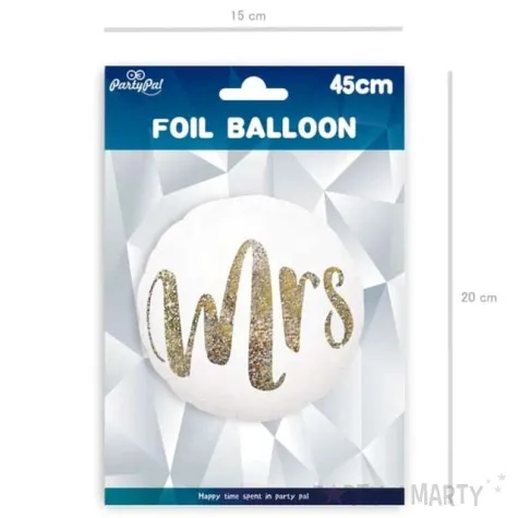 balon foliowy slubny mrs bialy partypal 18 rnd