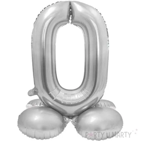 balon foliowy smart cyfra 0 stojaca srebrny godan 28 dgt