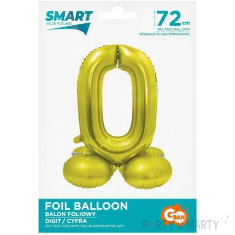 balon foliowy smart cyfra 0 stojaca zloty godan 28 dgt