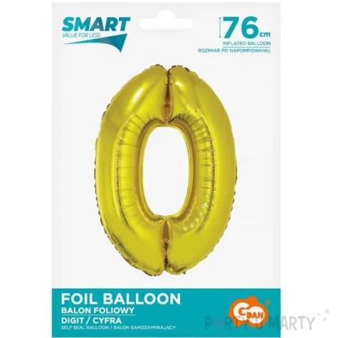 balon foliowy smart cyfra 0 zloty godan 30 dgt