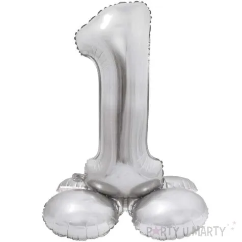balon foliowy smart cyfra 1 stojaca srebrny godan 28 dgt