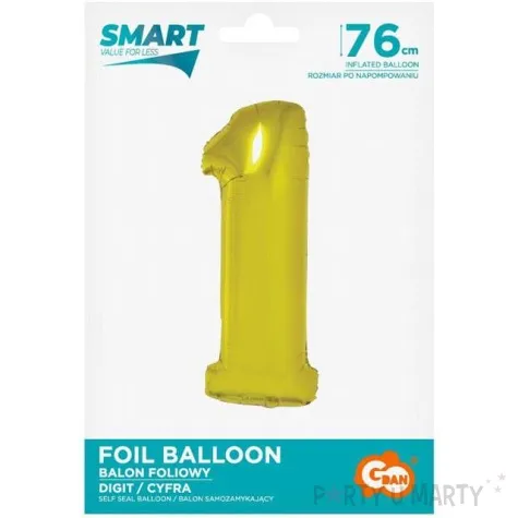 balon foliowy smart cyfra 1 zloty godan 30 dgt