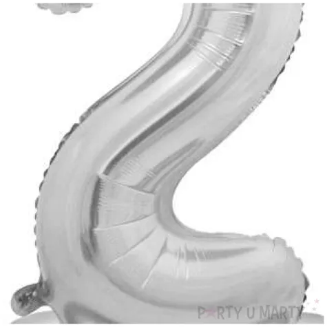 balon foliowy smart cyfra 2 stojaca srebrny godan 28 dgt