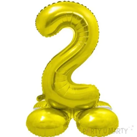 balon foliowy smart cyfra 2 stojaca zloty godan 28 dgt