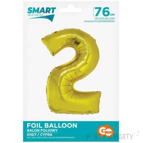 balon foliowy smart cyfra 2 zloty godan 30 dgt