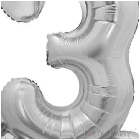 balon foliowy smart cyfra 3 stojaca srebrny godan 28 dgt