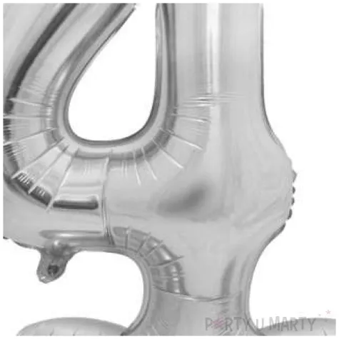 balon foliowy smart cyfra 4 stojaca srebrny godan 28 dgt