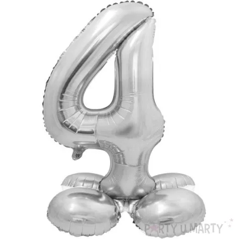 balon foliowy smart cyfra 4 stojaca srebrny godan 28 dgt
