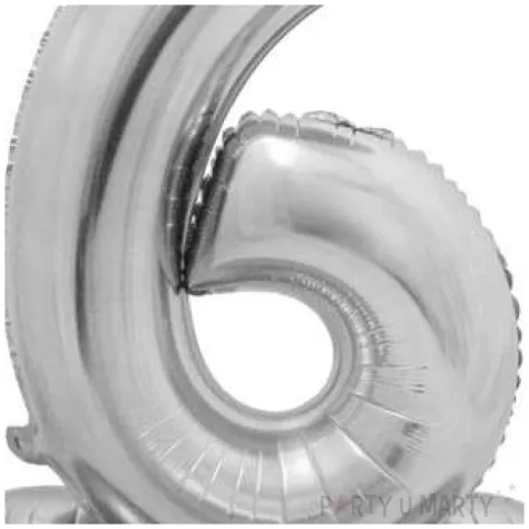 balon foliowy smart cyfra 6 stojaca srebrny godan 28 dgt