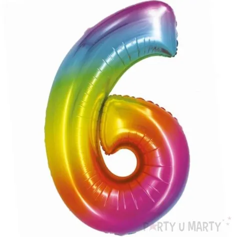 balon foliowy smart cyfra 6 teczowy godan 30 dgt
