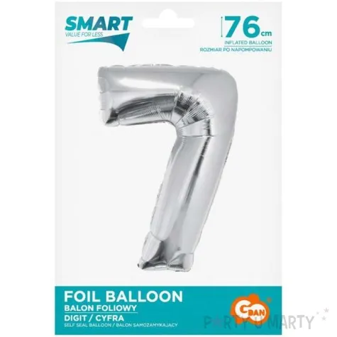balon foliowy smart cyfra 7 srebrny godan 30 dgt
