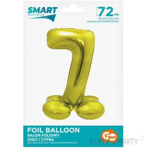 balon foliowy smart cyfra 7 stojaca zloty godan 28 dgt