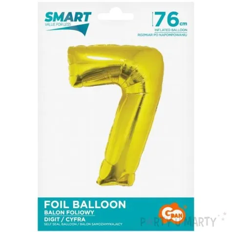 balon foliowy smart cyfra 7 zloty godan 30 dgt