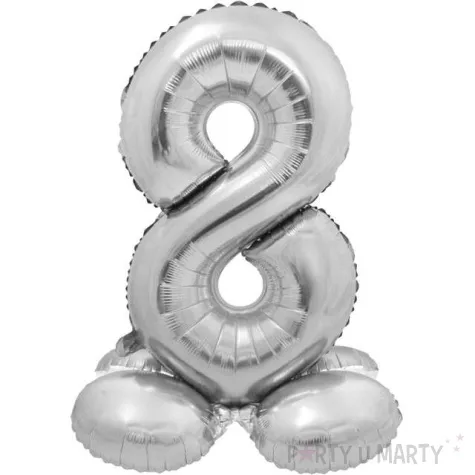 balon foliowy smart cyfra 8 stojaca srebrny godan 28 dgt