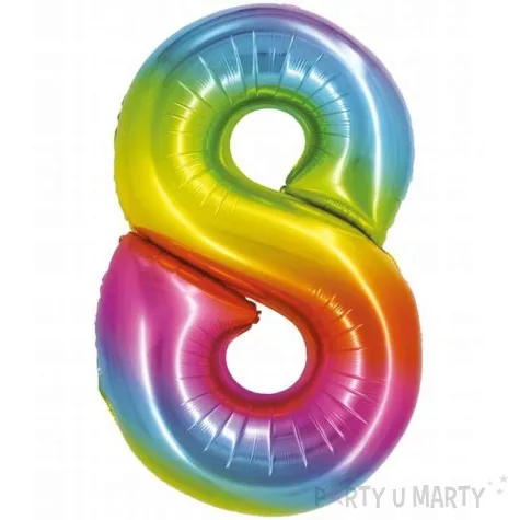 balon foliowy smart cyfra 8 teczowy godan 30 dgt