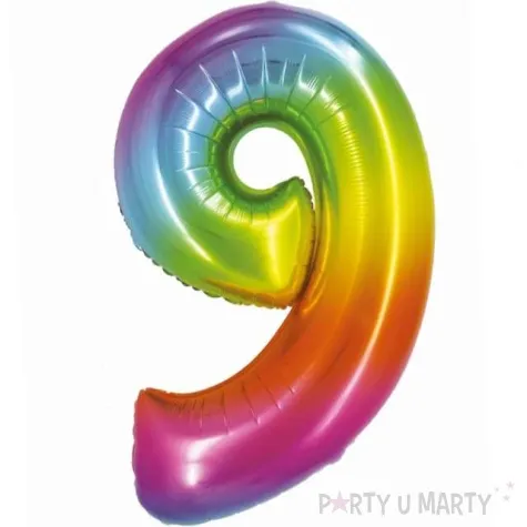 balon foliowy smart cyfra 9 teczowy godan 30 dgt