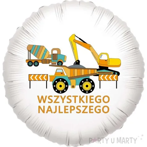 balon foliowy sprzet budowlany wszystkiego najlepszego bialy 18 rnd