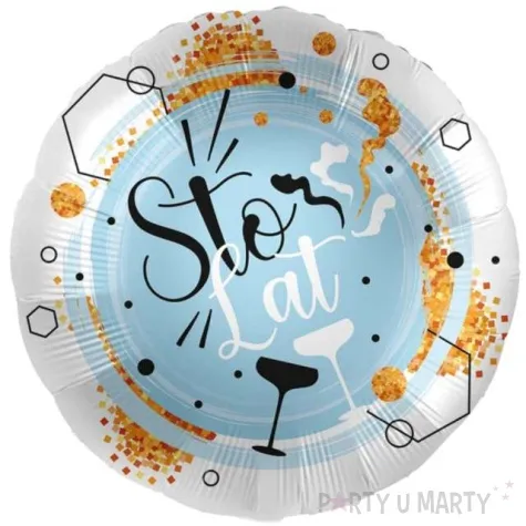 balon foliowy sto lat bialo niebieski amscan 17 rnd