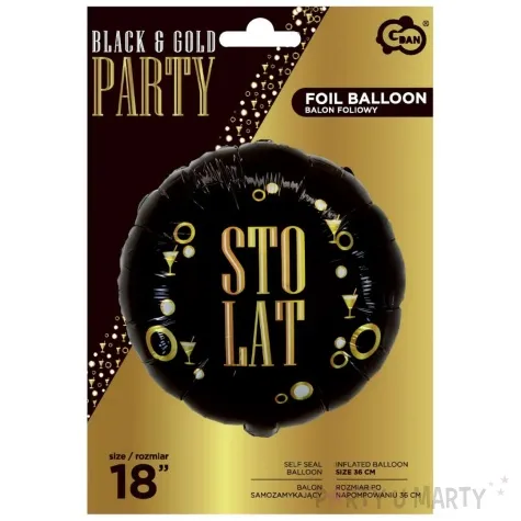 balon foliowy sto lat czarny godan 18 rnd