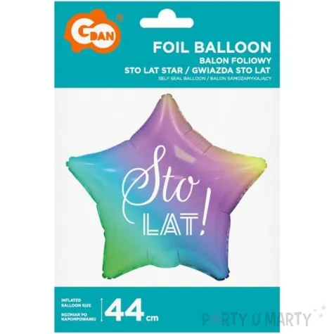 balon foliowy sto lat gwiazdka teczowy godan 19 str