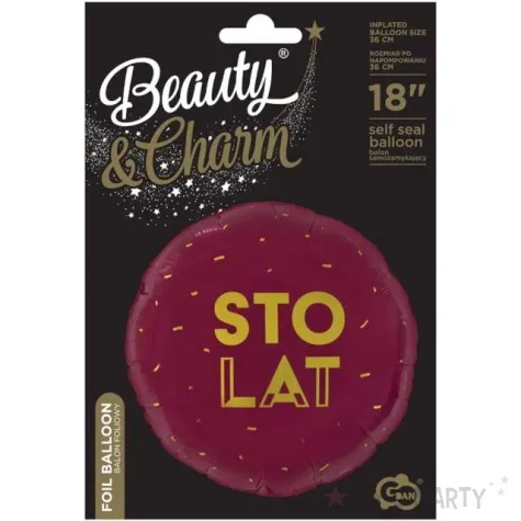 balon foliowy sto lat zlote konfetti bordowy godan 18 rnd