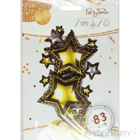 balon foliowy stojacy gwiazdy zloto czarny 33 shp