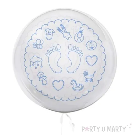 balon foliowy stopki dzieciece symbole niebiesko bialy tuban 18 orb
