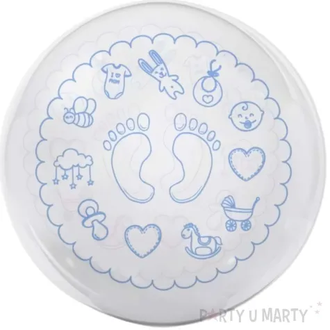 balon foliowy stopki dzieciece symbole niebiesko bialy tuban 18 orb