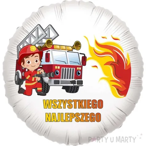 balon foliowy strazak tomek wszystkiego najlepszego bialy 18 rnd
