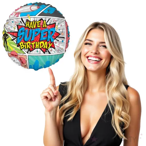 balon foliowy super urodziny kolorowy flexmetal 18 rnd