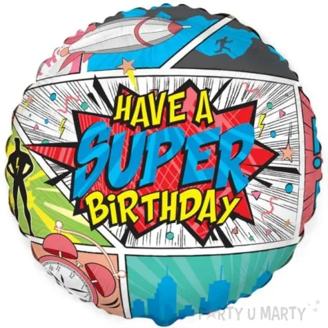 balon foliowy super urodziny kolorowy flexmetal 18 rnd