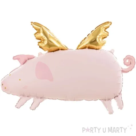 balon foliowy swinka ze skrzydlami rozowy partydeco 28 shp